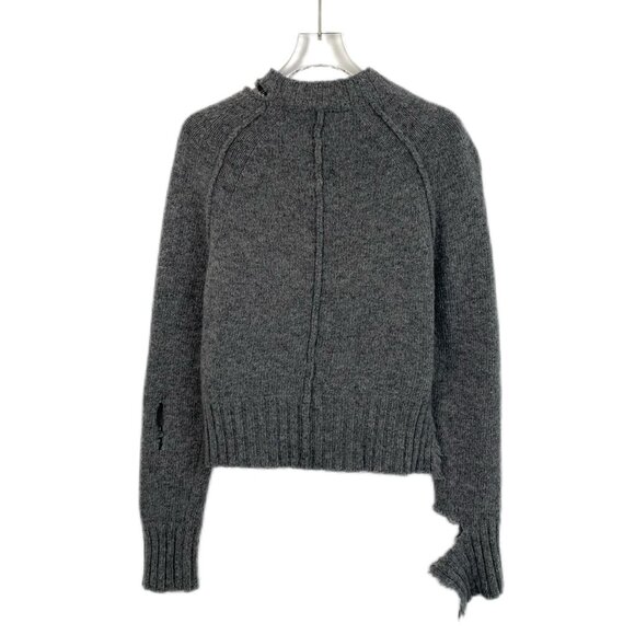 Céline Gray Wool Sweater With Distressed Hem & Sleeves Size S - Picture 2 of 8